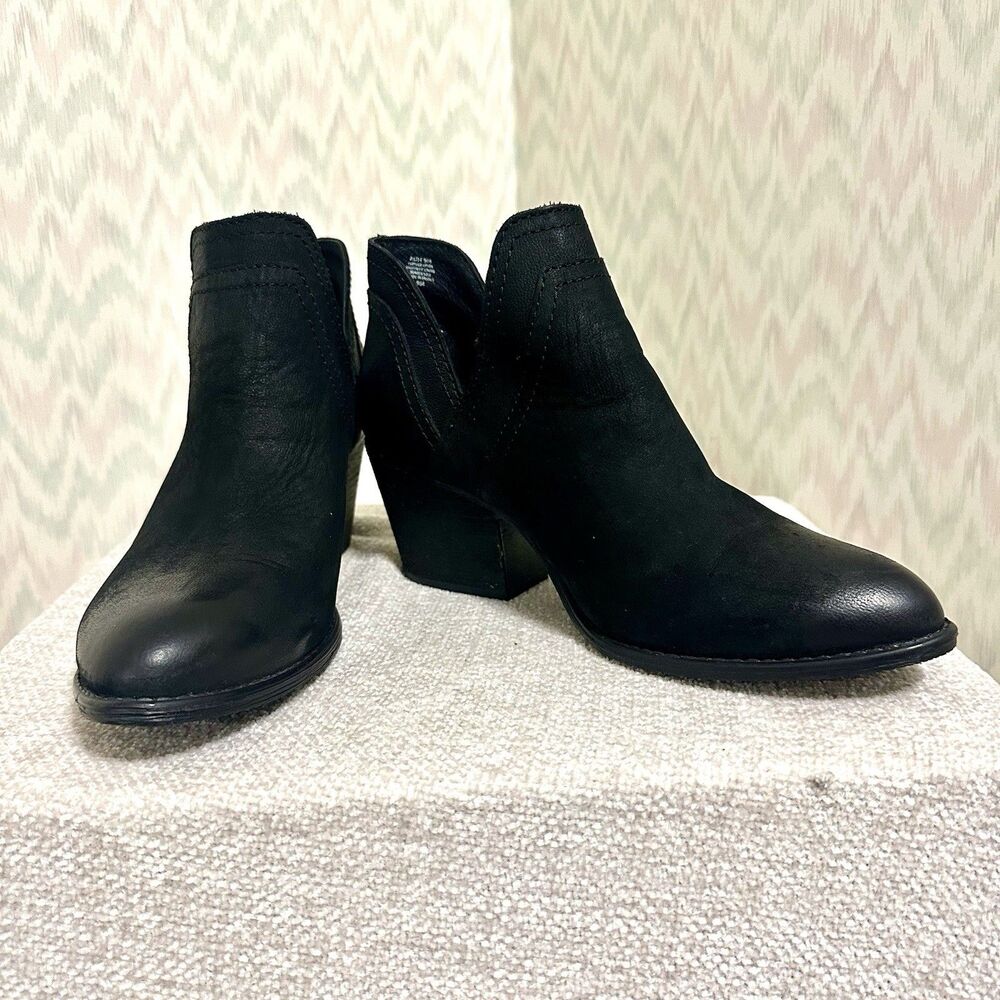 Steve Madden ALIEE Black Leather Ankle Boots Womens 9 Western Bootie